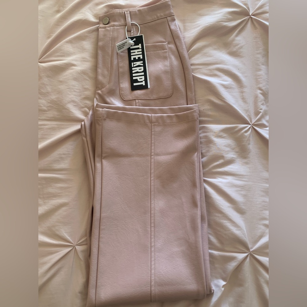 The Kript pink leather pants size Xs, new with tags
